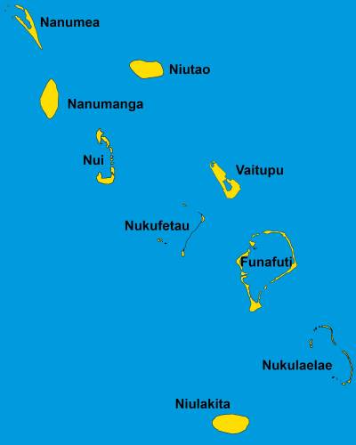 ツバルの島々（環礁）の地図