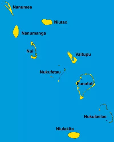 ツバルの島々（環礁）の地図